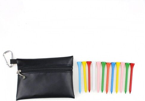 JJLFresheners Black Mini Golf Tee Pouch Bag, Golf Ball Tee Storage Bag Leather Golf Tees Pocket with Zipper, Golf Supplies Accessories Golf Club Bag Accessories in Saudi Arabia