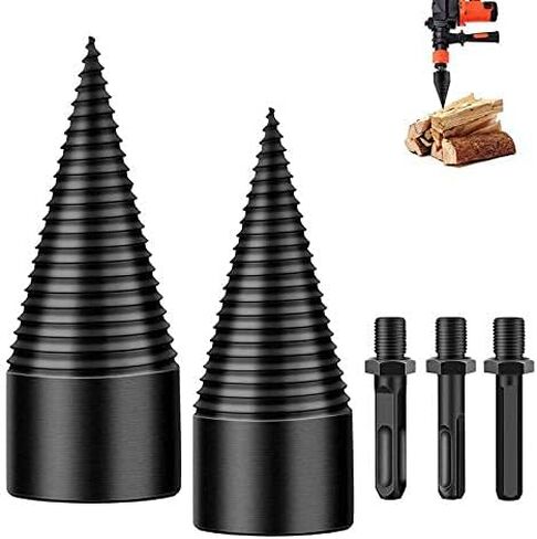 Firewood Log Splitter, Removable Firewood Log Splitter Drill Bit Heavy Duty Firewood Log Wood Splitter Drill Bit Heavy Duty Electric Drills Screw Cone Driver Hex + Square + Round (32mm+42mm) in Saudi Arabia