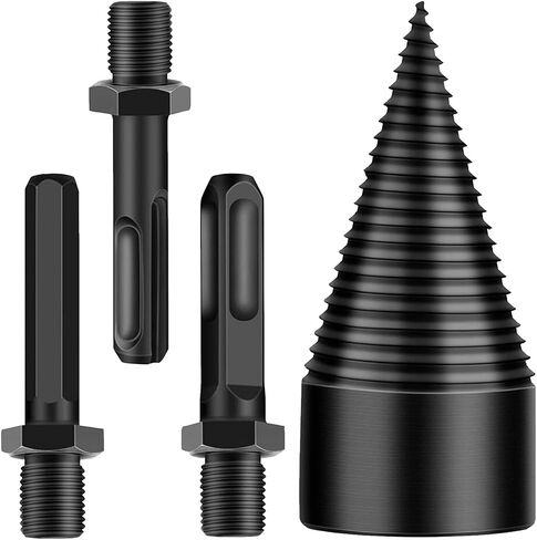 Firewood Log Splitter, Removable Firewood Log Splitter Drill Bit Heavy Duty Firewood Log Wood Splitter Drill Bit Heavy Duty Electric Drills Screw Cone Driver Hex + Square + Round (32mm+42mm) in Saudi Arabia