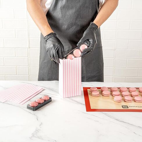 Restaurantware Bag Tek 2 LB Disposable Lunch Bags 100 Sturdy Take Out Bags - Flat Bottom Great For Restaurants Cafes And Bakeries Pink And White Paper Popcorn Bags Versatile For Grocery in Saudi Arabia
