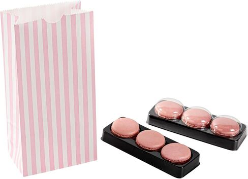 Restaurantware Bag Tek 2 LB Disposable Lunch Bags 100 Sturdy Take Out Bags - Flat Bottom Great For Restaurants Cafes And Bakeries Pink And White Paper Popcorn Bags Versatile For Grocery in Saudi Arabia