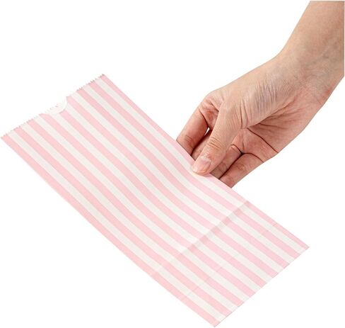 Restaurantware Bag Tek 2 LB Disposable Lunch Bags 100 Sturdy Take Out Bags - Flat Bottom Great For Restaurants Cafes And Bakeries Pink And White Paper Popcorn Bags Versatile For Grocery in Saudi Arabia