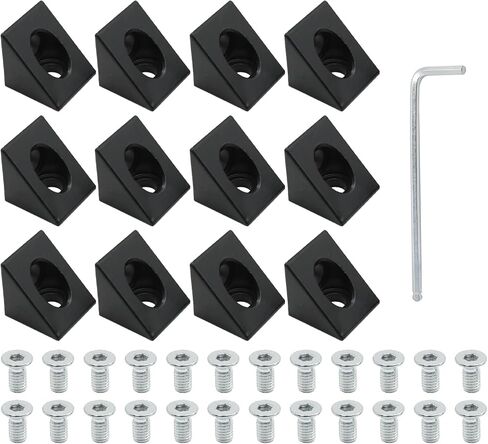 UOIENRT 12Pcs 2-Way Corner Angle Bracket Connector with Screws and Nuts for 2020 Aluminum Extrusion Connector for T-Slot V-Slot Accessories 3D Printer Accessories (Silver) in Saudi Arabia