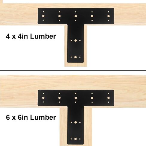 T Tie Plates in Black Finish Steel Flat Bracket Mending Plate Joining Bracket Connectors 6.5'' x 5.7'' 0.16in Thick for Wood 2x2,4x4 Lumber Pergola Repair Fixing Truss Framing 4 Packs in Saudi Arabia
