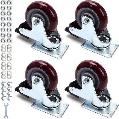 YingGate 4 inch Heavy Duty Casters Load 1800lbs, Lockable Bearing Plate Caster Wheels with Brakes, 360-degree Swivel Casters for Furniture and Workbench Cart, Set of 4 (Free Screws and a Spanner) in Saudi Arabia