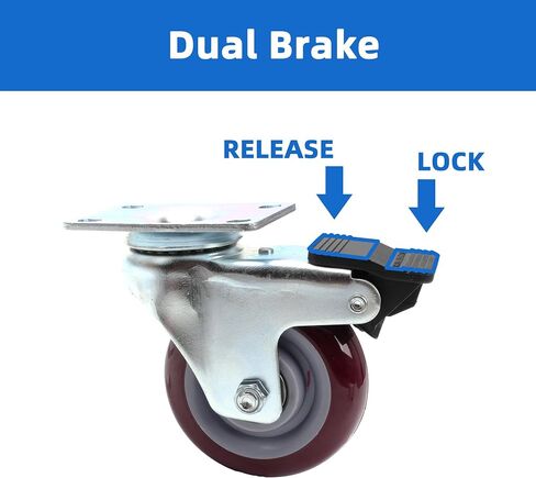 YingGate 4 inch Heavy Duty Casters Load 1800lbs, Lockable Bearing Plate Caster Wheels with Brakes, 360-degree Swivel Casters for Furniture and Workbench Cart, Set of 4 (Free Screws and a Spanner) in Saudi Arabia