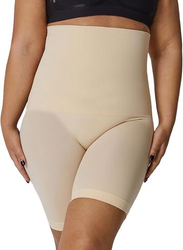 Conturve High Waisted Body Shaper Shorts Shapewear for Women Tummy Control Thigh Slimming with Flexible Boning Technology (Beige, M-L) in Saudi Arabia