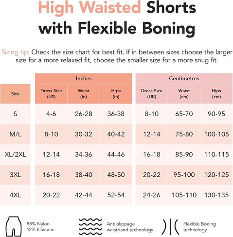 Conturve High Waisted Body Shaper Shorts Shapewear for Women Tummy Control Thigh Slimming with Flexible Boning Technology (Beige, M-L) in Saudi Arabia