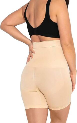 Conturve High Waisted Body Shaper Shorts Shapewear for Women Tummy Control Thigh Slimming with Flexible Boning Technology (Beige, M-L) in Saudi Arabia