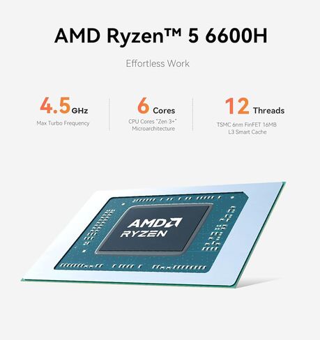 كمبيوتر صغير Beelink SER6 Max، AMD Ryzen 7 7735HS (8C/16T، حتى 4.75 جيجاهرتز)، كمبيوتر صغير مع 16G DDR5 1 تيرابايت PCIe4.0 SSD، يدعم مخرج 4K رباعي/HDMI/USB-C/Dual USB4/WiFi6/BT5.2 /2.5 جيجابت في الثانية لان in Kuwait