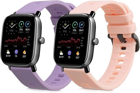 kwmobile Straps Compatible with Huami Amazfit GTS 2 Mini Straps - 2X Replacement Silicone Watch Bands - Black/Dark Blue in Saudi Arabia