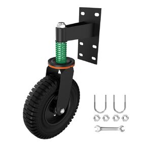 8 inch Gate Wheel,600lb Capacity Fence Gate Wheel for Metal & Wooden Gate,360° Swivel Heavy-Duty Farm Gate Casters,Spring-Loaded Gate Wheel with Dust Ring,Balck