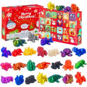 2024 Christmas Advent Calendar with Mini 3D Print Animals Set Toys Inside Great for Kids Girls Boys Adults Christmas Stocking Stuffers Christmas Party Favors Gifts