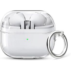 for Samsung Galaxy Buds 3 Case & Galaxy Buds 3 Pro Case Clear,Shockproof Clear Case for Samsung Wireless Earphones,Full-Body Soft TPU Case with Keychain,Headphone Accessories-Clear