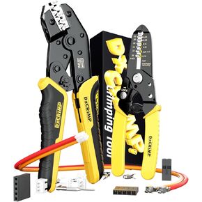 Crimp Tool Connector Kit, with 24 Types JST-SYP + JST-SM + JST-XH 2.5mm Connectors Set, Ratcheting Wire Crimper, Crimping Pliers 32-20 AWG for Dupont, JST-SM, KF2510, AMP EI-Serie, Molex