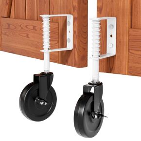 4" Spring Loaded Gate Caster with Side Foot Break Heavy Duty Gate Wheels for Wooden, Vinyl and Metal Gates, 360° Swivel, Ideal for Outdoor Fence Gates, 200 Lbs Capacity, 1 Pcs, Black