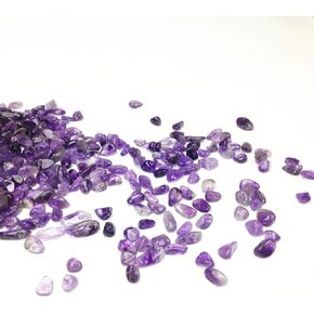 Natural Crushed Crystal Quartz Stones Amethyst Tumbled Chips Stone Pebble Gravel Rocks Sand Stone Irregular Shaped Stones for Vase Filling Fish Tank Home Plant Decoration 1.1 Lb/500g (Amethyst)