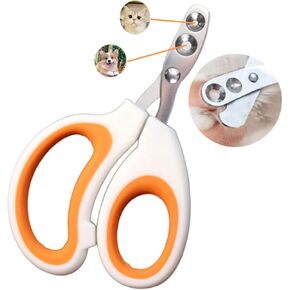 Vesslam Newly Upgraded Design Cat&Dog Nail Clipper with Two Circular Cutting Holes of Different Size(2mm&4mm)-Avoid Over Cutting Pet Nail Clippers -Professional Paw Trimmer Set for Pet (Orange)