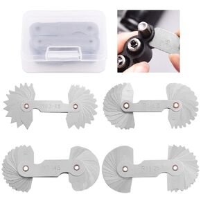 4 Pcs Metric Radius Gauge Stainless Metal External and Internal Arc Fillet Concave Convex Measuring Tool Set Including R0.3-1.5/ R1-6.5/ R7-14.5/ R15-25