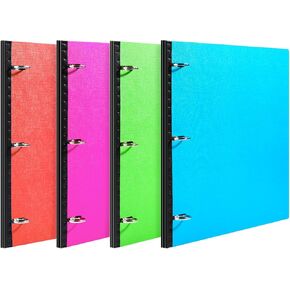 1 Inch Telescoping 3 Ring Binder-12PCS, Flexible Binder with Customized Front Cover, Holds 225 Sheets, School Office Supplies, 4 Colors