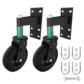 6inch Fence Gate Wheel,500lbs Heavy Duty Gate Wheels for Metal Wooden Gate, 360° Swivel Spring Loaded Gate Caster Wheel,Gate Caster with Screws & Spanner for Outdoor Farm(Black 2 Pack)
