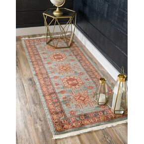 Unique Loom Sahand Collection Area Rug - Shapur (2'x 8' Runner, Light Blue/ Light Brown)