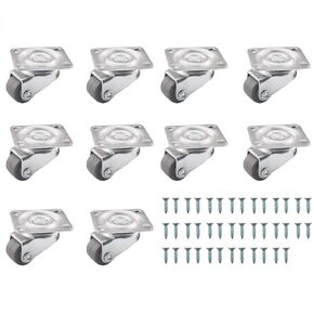 10PCS Mini Casters with 40 Screws 0.5 Inch Universal Electronic Instrument Small Wheels Used for Carrying Small Objects Flower Pots Mop Bucket Storage Bins Trash Cans