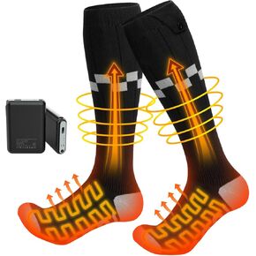 Heated Socks, Upgraded 7500mAh Rechargeable Electric Socks for Men Women, Battery Heated Socks with 4 Heating Level, Winter Warm Socks for Outdoor Riding Camping Skiing Fishing Hunting Hiking
