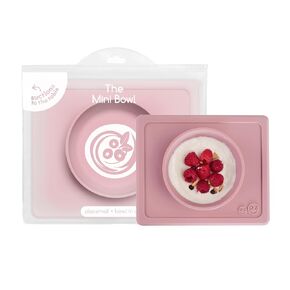 ezpz Mini Bowl (Blush) - 100% Silicone Suction Bowl with Built-in Placemat for Infants + Toddlers - Comes with a Reusable Travel Bag