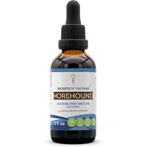 Secrets of the Tribe Horehound Tincture Alcohol-Free Liquid Extract, Horehound (Marrubium vulgare) Dried Herb (4 FL OZ)