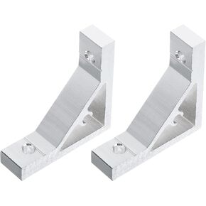 uxcell 2Pcs 90 Degree Angle Aluminum Profile Corner Brackets, Corner Brace Joint Connectors for 6060 Series (Silver Tone)