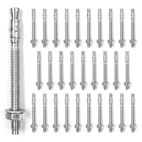 1/4x4 Inch Standard Fasteners for Heavy-Duty Zinc Wedge Anchors for Cement and Concrete (Box of 30)