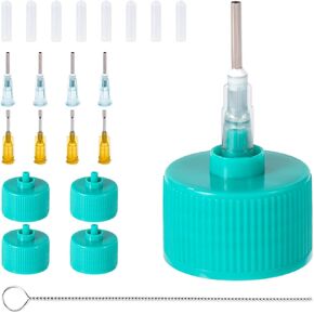 4pcs Precision Applicator Caps, Precision Paint Caps with Round & Flat Needles Multi Purpose Paint Applicator Lid for Bottle with Neck Size 24-410