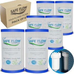 20 Micron 5" x 2.5" Water Filter Replacement Cartridge (6-Pack) – Fits Ice Pod Cold Plunge Water Chiller, Cold Plunge Filters, Water Filter for Bath, and Under Kitchen Sink Systems