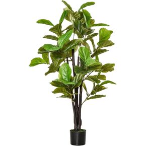 HOMCOM 4.5FT Artificial Fiddle Leaf Fig Tree, Faux Decorative Plant in Nursery Pot for Indoor or Outdoor Décor in Kuwait