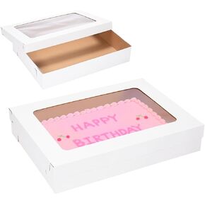 6 Pack Full Sheet Cake Box with Window Large Bakery Boxes Corrugated Rectangle Cake Boxes for Donuts,Muffins,Cupcake,Brownie,PastryBaking,Decor Supplies(26.5x19.5 x 5 Inches)
