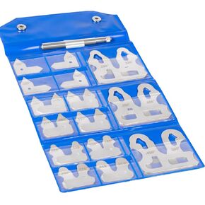 3602-5025 Stainless Steel Radius Measuring Tool 26 Pcs Radius Gauge Set 0.010'' to 0.500'' Gauges with Holder