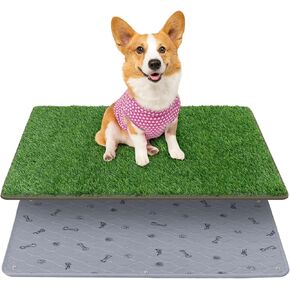 PICK FOR LIFE Dog Grass Mat with Pee Pad,Artificial Indoor Grass Potty Training Pads for Dogs Doggies Washable,Reusable Puppy Pads Leakproof on Outdoor Patio Balcony Apartment(24.5x39'')