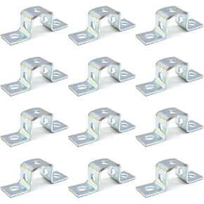 (12 Pcs) 5 Hole Steel Electrogalvanized U Shaped Strut Connector Bracket, 1-3/4" x 1-1/2", Thickness 4.8mm, Fit for 1/2" Bolt in 1-5/8" Strut Channel