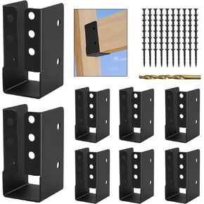Concealed Joist Hanger 8PCS,2"x4" Outdoor Concealed-Flange Joist Bracket,2"x4" Railing Brackets,Q235B Steel Powder-Coated Joist Hanger Fit for Beam,Swing, Handrail,Fence