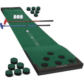 Golf Pong Putting Game Golf Game Set Putt Putt Golf with 2 Putter Golf Balls for Adults Indoor Outdoor Green Color 11 Feet