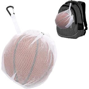 XHGWJHX Single Basketball Bag, Drawstring Football Bag Volleyball Bag Soccer Bag, Mesh ball Bag with Zipper Pocket for Carrying Basketball Volleyball Soccer and Water Polo