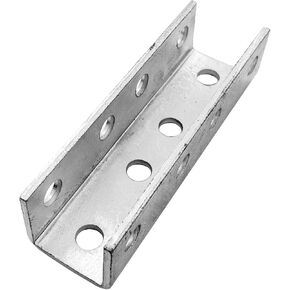 U-Shaped Brace Fitting,0.157“ Thick Heavy Duty Strut Connector Bracket External Channel Coupler for 1/2" Bolt in 1-5/8" Strut Channel,Electrogalvanized Single Channel Brace- 1Pack
