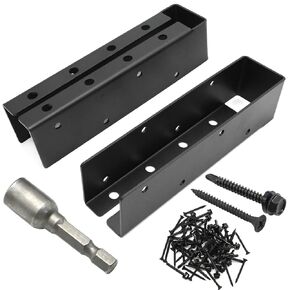 4Pcs Concealed Wood Post Connector Brackets, 2'' x 8'' Concealed Joist Hanger Joist Bracket Framing Bracket for Beam Swing Handrail Fence