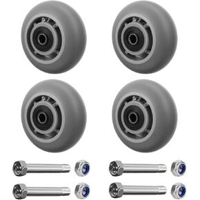 6" x 2" Caster Wheels, 1/2" Bore Axle Industrial Caster Wheel Heavy Duty with Roller Bearing, Set of 4 Replacement Crown Tread Rubber Wheel with 2000 lbs Capacity (4 Wheel)