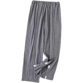 Patient Care Trousers,Patient Pants,Full Open Post Surgery Pants,Unisex Fracture Pants for Home Care,Elderly,Fracture,Rehab(Grey,M)