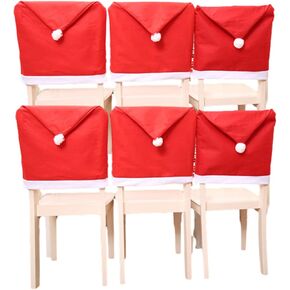 mdgfge Christmas Chair Covers Red Santa Claus Dining Chair Hat Slipcover Xmas Kitchen Chair Back Cover for Christmas Dining Room Holiday Home Decoration (6 Pcs)