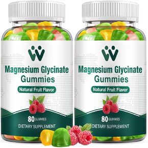 علكة غليسينات المغنيسيوم 400 ملغ - مكمل مغنيسيوم للنوم والتوتر وتخفيف العضلات، مضغ المغنيسيوم الهادئ للبالغين والأطفال مع فيتامين د، ونكهة الفاكهة ب6، نباتي، عبوتين in Kuwait