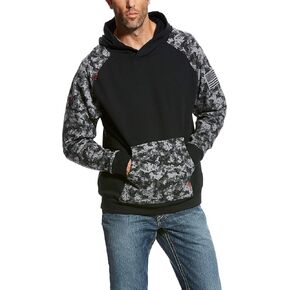 ARIAT FR DuraStretch Patriot Hoodie, Black Digi Camo, 3XLT