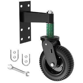 6inch Fence Gate Wheel,500lbs Heavy Duty Gate Wheels for Metal Wooden Gate, 360° Swivel Spring Loaded Gate Caster Wheel,Gate Caster with Screws & Spanner for Outdoor Farm Mud,Balck